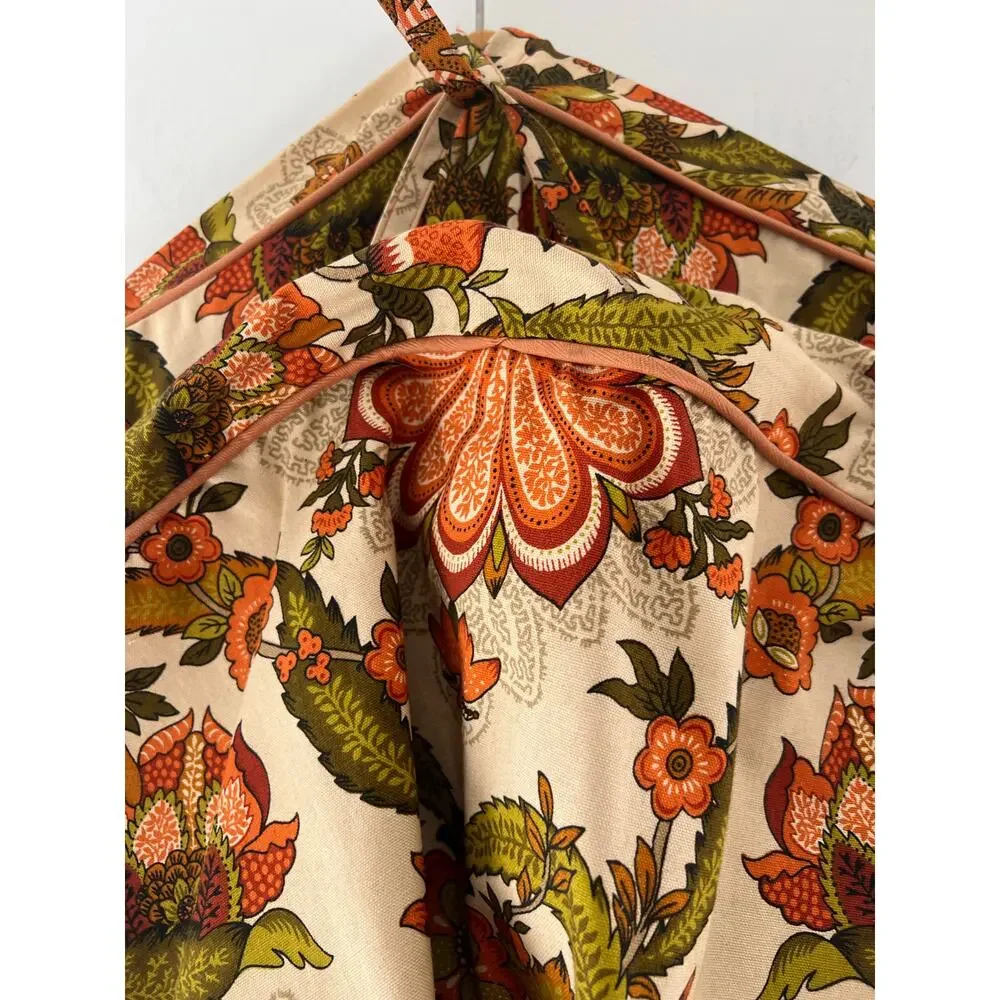 1970s Vintage Hanging Travel Garment Bag Orange & Green Floral JL